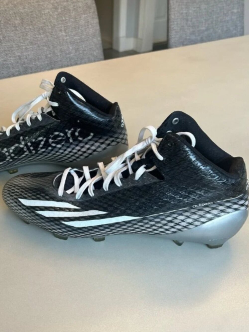 Adidas Adizero 5 star 3.0 MID black and Silver Mens Football Cleats. Size 15